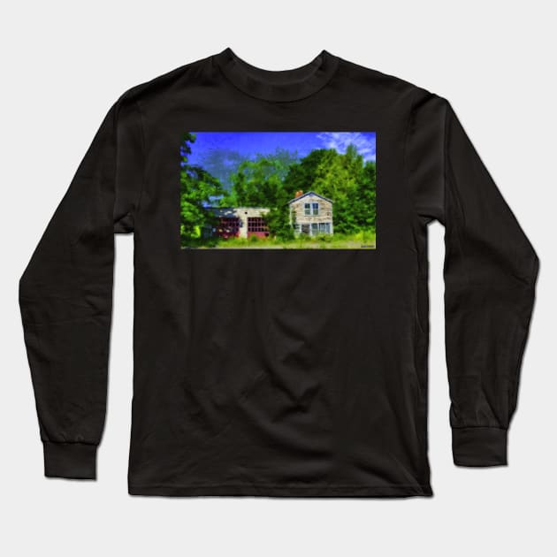 Old Garage in Maine Long Sleeve T-Shirt by kenmo